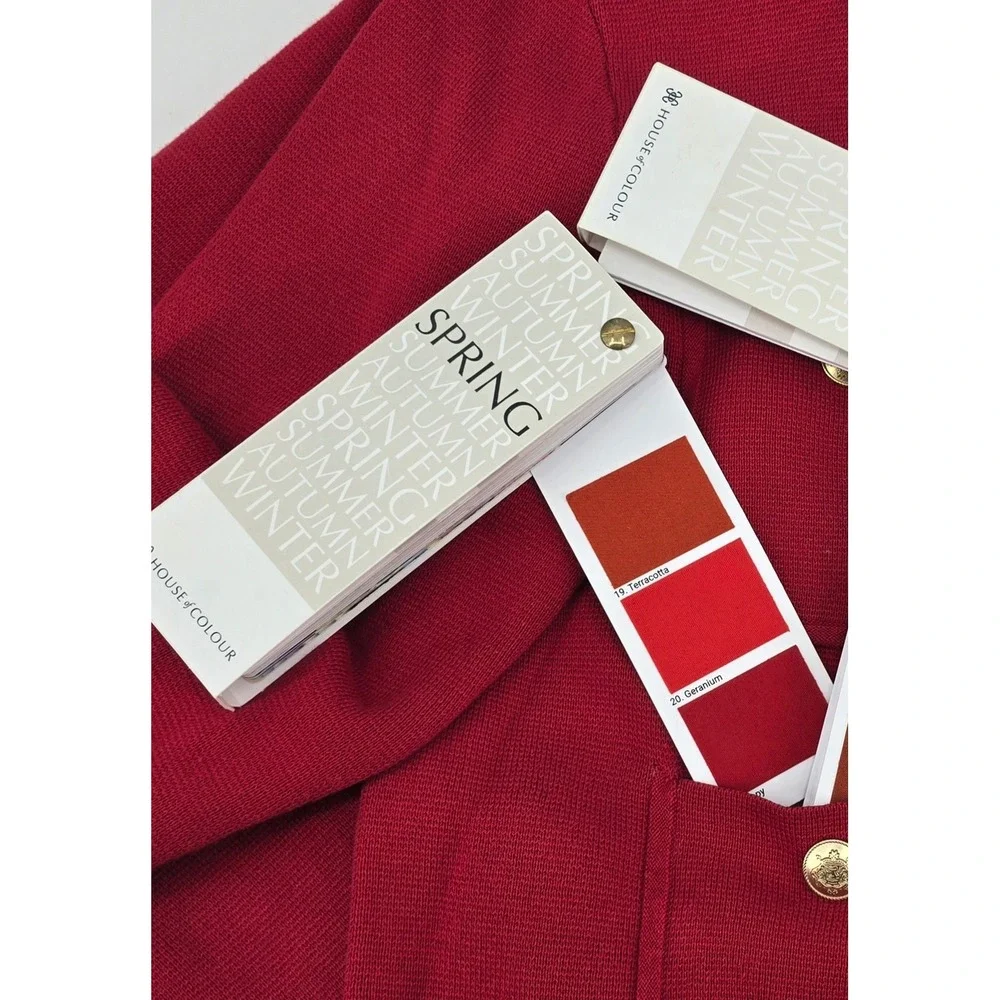J.Crew Red Cotton Knit Lady Jacket Gold Buttons Preppy Quiet Luxury Size S